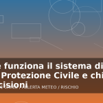 Illustrazione generata per l'articolo Come funziona il sistema di allerta della Protezione Civile e chi prende le decisioni